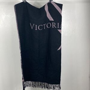 Victoria’s Secret black and pink blanket scarf with fringe